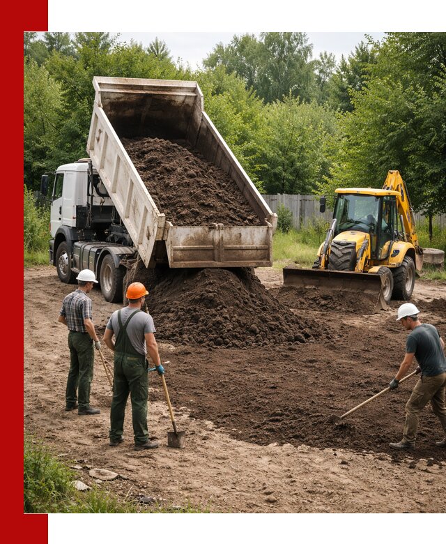 Доставка и укладка грунта для выравнивания участка в Щёлкове
