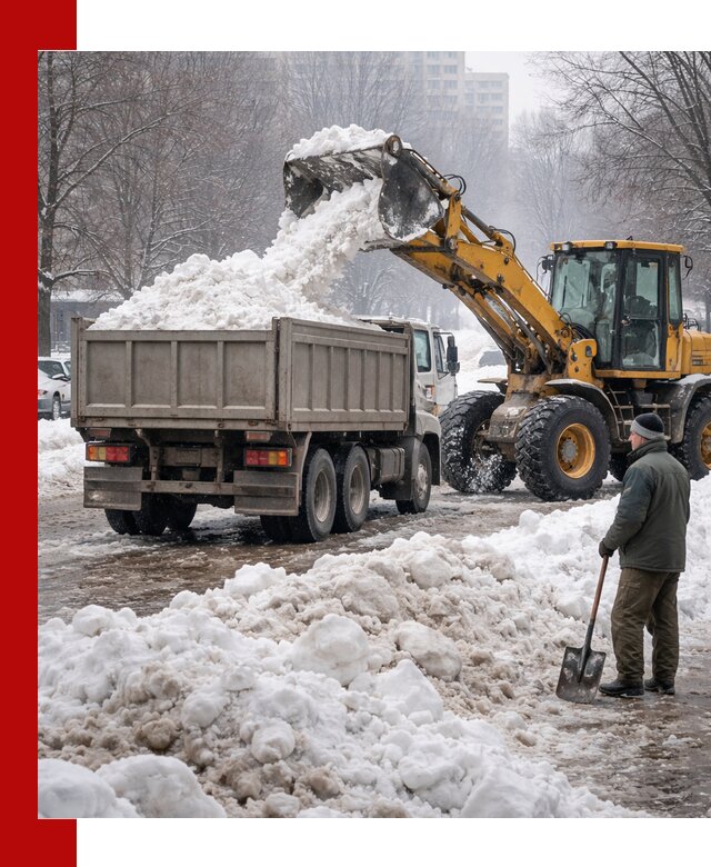 Вывоз снега грузовой техникой в Щёлкове оперативно и чисто
