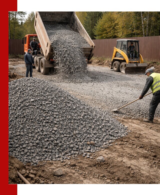 Отсыпка участка щебнем с доставкой и уплотнением в Щёлкове